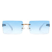 Jadesoul - Rectangle Retro Rimless Tinted Fashion Vintage Square Sunglasses