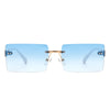 Jadesoul - Rectangle Retro Rimless Tinted Fashion Vintage Square Sunglasses