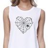 Heart Spider Web Womens White Crop Top