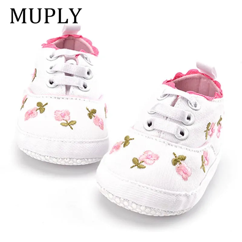 Chaussures Bébé Fille Dentelle Florale Brodée