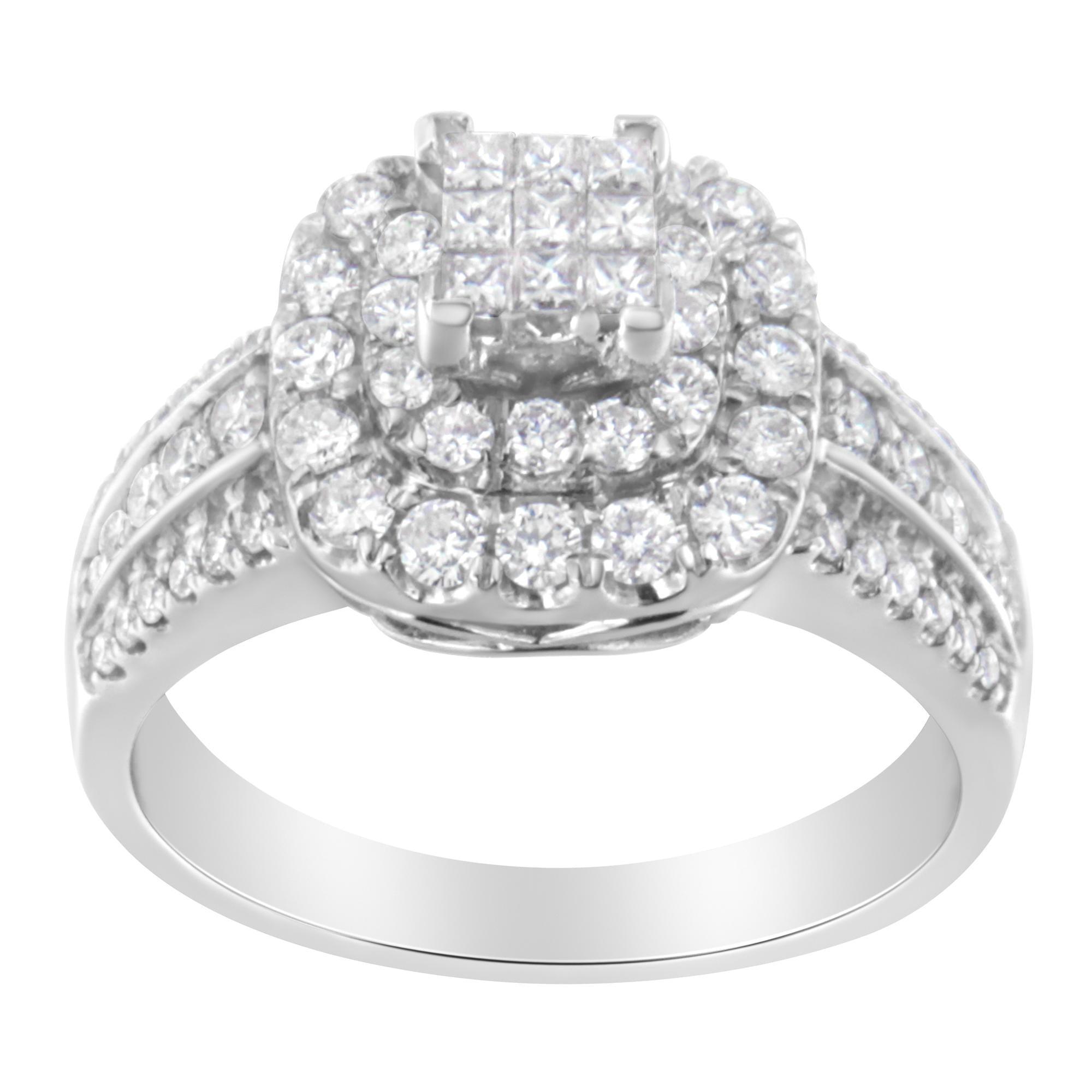 Bague vintage en or blanc 14 carats et diamants