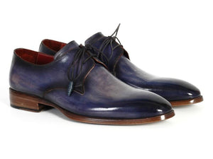 Paul Parkman Chaussures Derby bleues et bleu marine peintes à la main pour hommes (ID#PP2279)