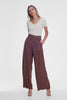 Pantalon large taille haute avec ceinture en marron