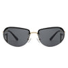 Oceandew - Retro Rimless Oval Tinted Fashion Round Sunglasses