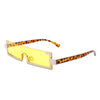 Kelestra - Retro Rectangular Narrow Semi Rimless Vintage Slim Fashion Sunglasses