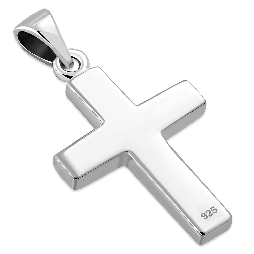 Pendentif en argent avec croix en coquille d'ormeau