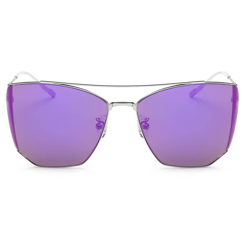 DORSET - Oversize Polygon Mirrored Lens Cat Eye Sunglasses