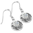 Rainbow Moonstone Round Celtic Knot Silver Earrings