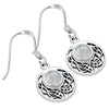 Rainbow Moonstone Round Celtic Knot Silver Earrings