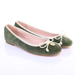 Bow Suede Ballerina (Green)