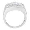 Bague en or blanc 14 carats avec diamants pour homme (1 carat au total, couleur HI, clarté SI1-I2)