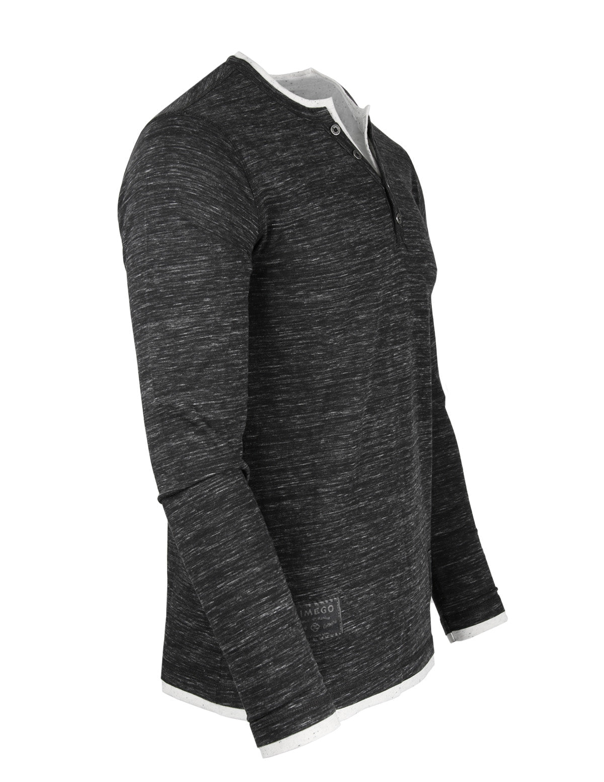 ZIMEGO Men's Long Sleeve Double Layered Y-Neck Fashion Henley - ZGLS247