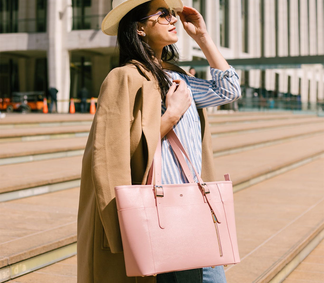 Miley - Light Pink Vegan Leather Laptop Bag