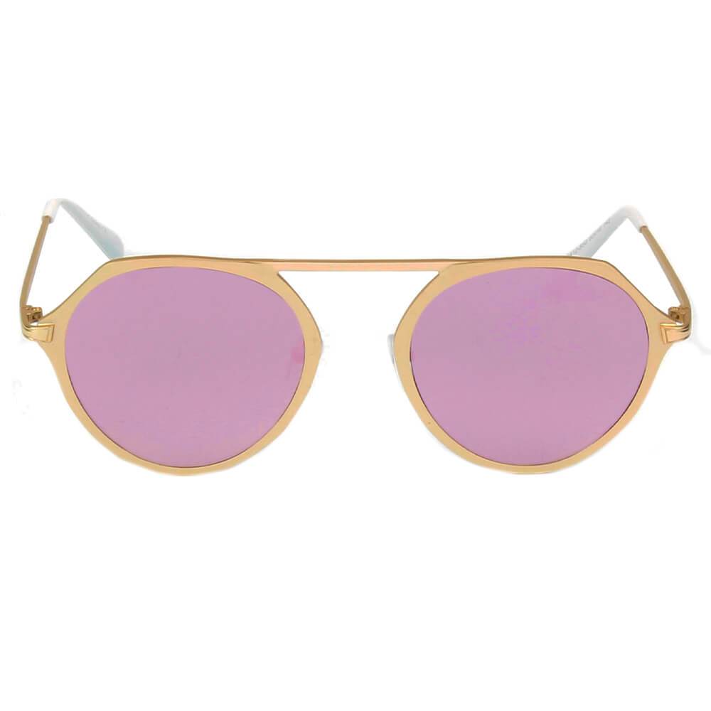 DRESDEN | Modern Flat Top Slender Round Sunglasses