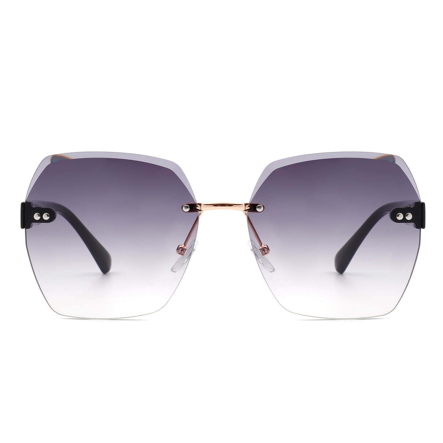 Ezernova - Oversize Square Geometric Rimless Tinted Fashion Sunglasses