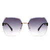 Ezernova - Oversize Square Geometric Rimless Tinted Fashion Sunglasses