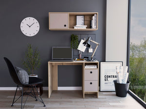 Ensemble de bureau Budest, Bureau, Chêne clair/Taupe