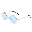 Bluewave - Rimless Retro Round Geometric Frameless Tinted Fashion Sunglasses