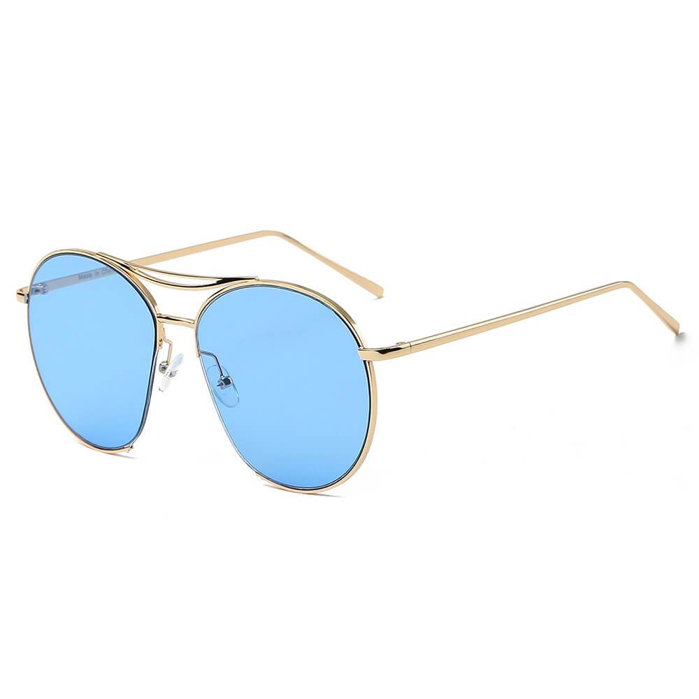 LOUDON | Oversize Tinted Lens Round Aviator Sunglasses