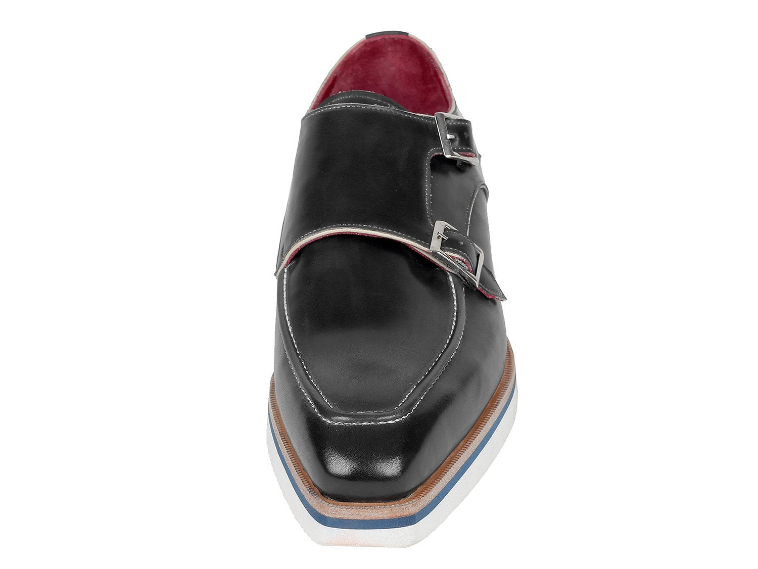 Paul Parkman Chaussures Monkstrap décontractées et intelligentes pour hommes en cuir noir (ID#189-BLK-LTH)