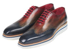 Paul Parkman Oxfords intelligents et décontractés à bout d'aile pour hommes, multicolores (ID#187-MIX-NVY)