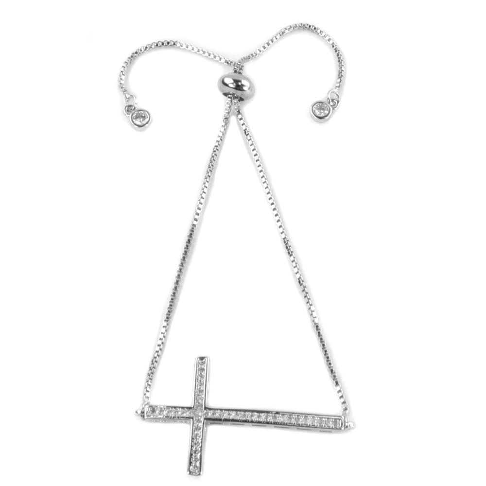 CZ Cross Bolo Bracelet