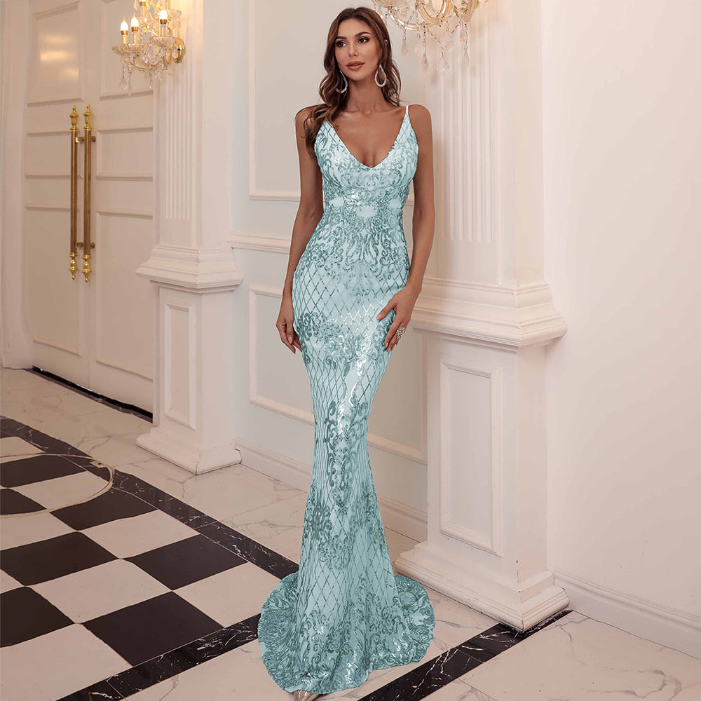 Robe Marissa à sequins turquoise