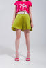 Short en satin taille haute en vert lime