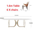 Italian Gold Modern Marble and Stainless Steel Table 6 Chairs