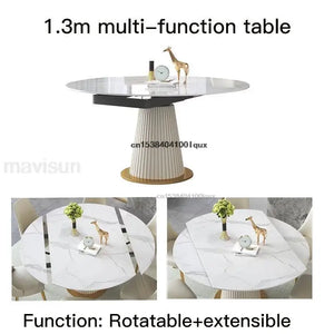 High-End Rock Slab Round Kitchen Table