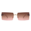 Jadesoul - Rectangle Retro Rimless Tinted Fashion Vintage Square Sunglasses