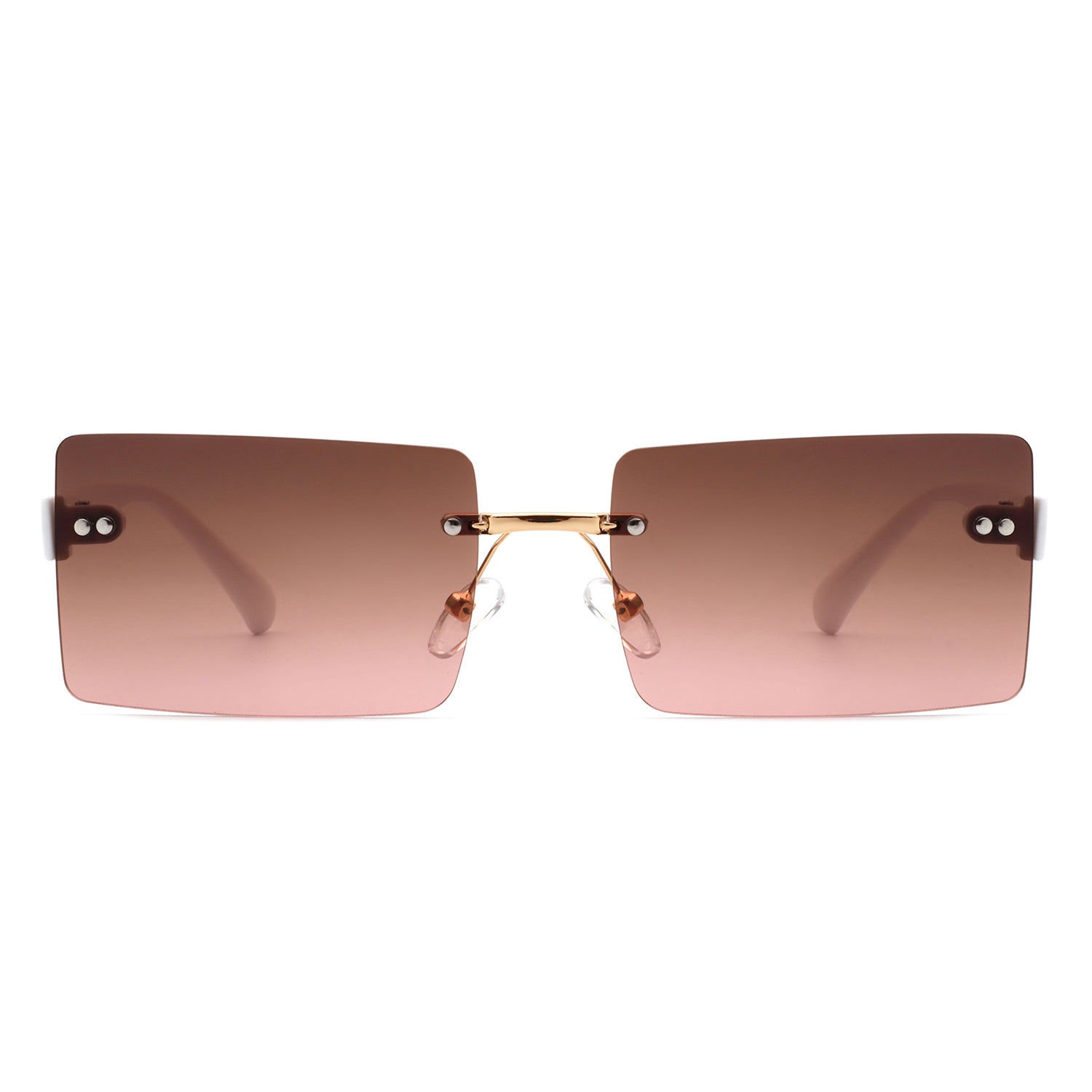 Jadesoul - Rectangle Retro Rimless Tinted Fashion Vintage Square Sunglasses