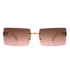 Jadesoul - Rectangle Retro Rimless Tinted Fashion Vintage Square Sunglasses