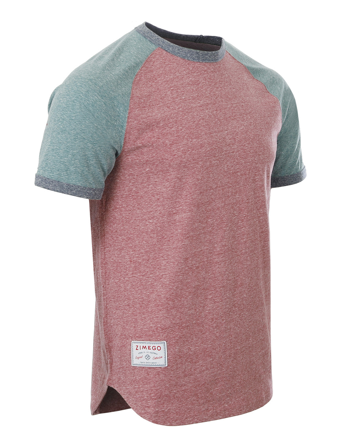 ZIMEGO T-shirt à manches courtes classique rétro contrasté raglan pour homme