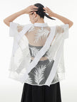 Hayato Sheer Leaf Blouse - Black