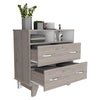 Double Drawer Dresser Arabi, Two Shelves - Light Gray / White