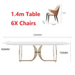 Italian Gold Modern Marble and Stainless Steel Table 6 Chairs