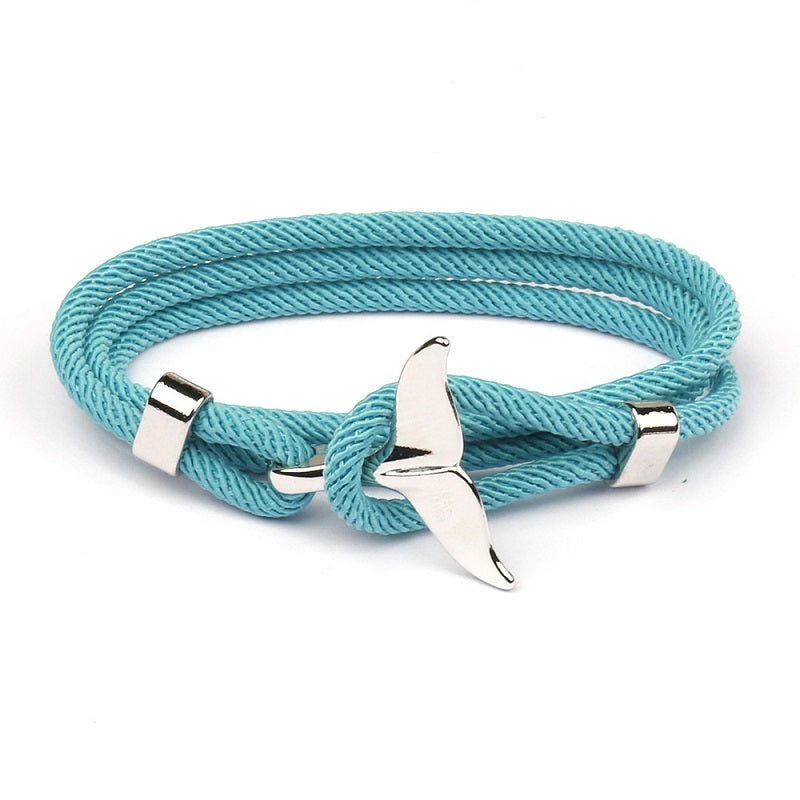 Hameçon nautique hommes manchette breloque queue de requin fait à la main Simple Bracelet personnalisé