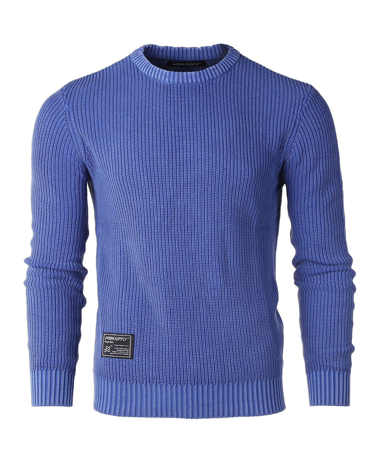 ZIMEGO Pull à manches longues et col rond vintage délavé pour homme