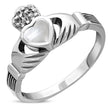 Irish Claddagh Sterling Silver Ring W/ Mother of Pearl