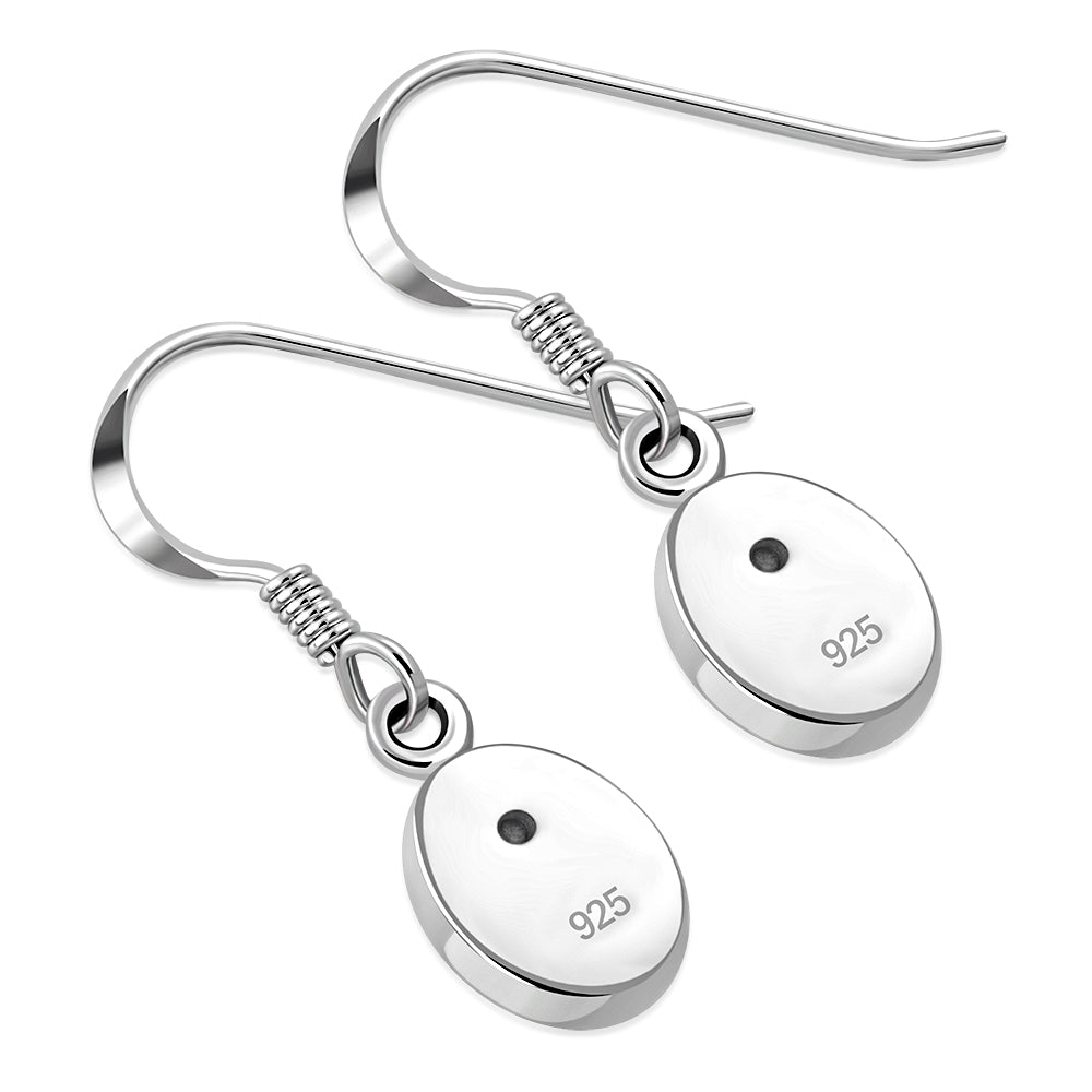 Boucles d'oreilles ovales en argent avec coquille d'ormeau