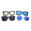 FINDLAY | Women's Retro Mirrored Lens Horned Rim Round Sunglasses