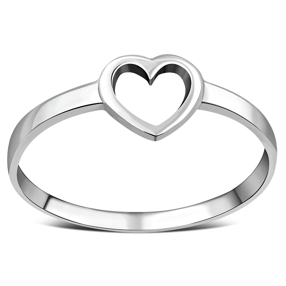 Bague coeur en argent uni