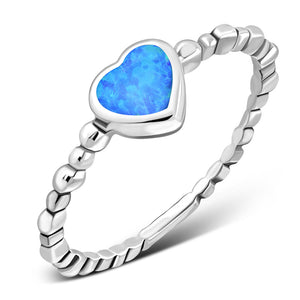 Synthetic Opal Heart Sterling Silver Ring