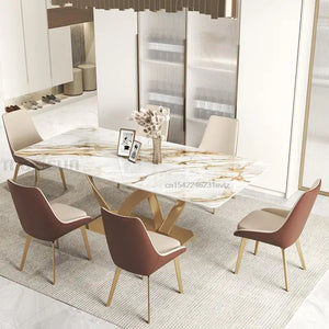 Marble Elegance 6-Chair Dining Ensemble