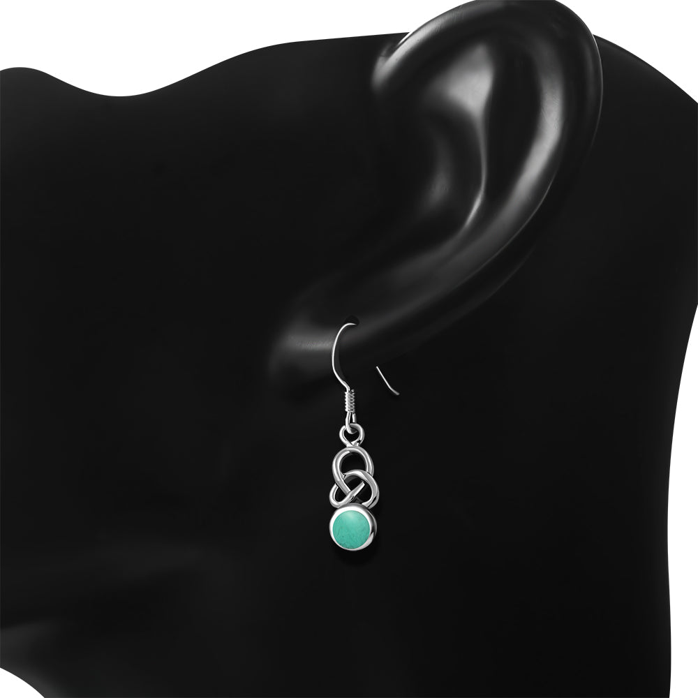 Turquoise Celtic Knot Silver Earrings