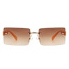 Jadesoul - Rectangle Retro Rimless Tinted Fashion Vintage Square Sunglasses