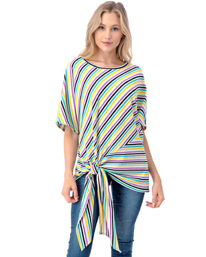 ZIMEGO Tunique Dolman à manches courtes et coupe ample pour femme avec nœud sur le devant