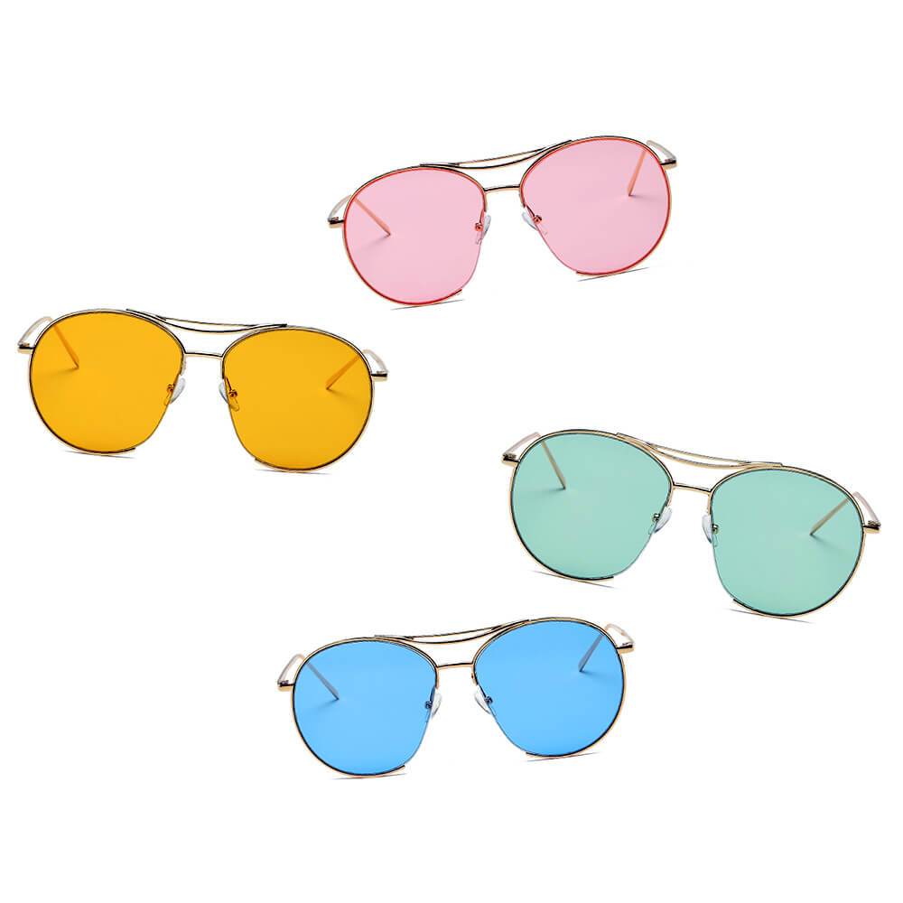 LOUDON | Oversize Tinted Lens Round Aviator Sunglasses