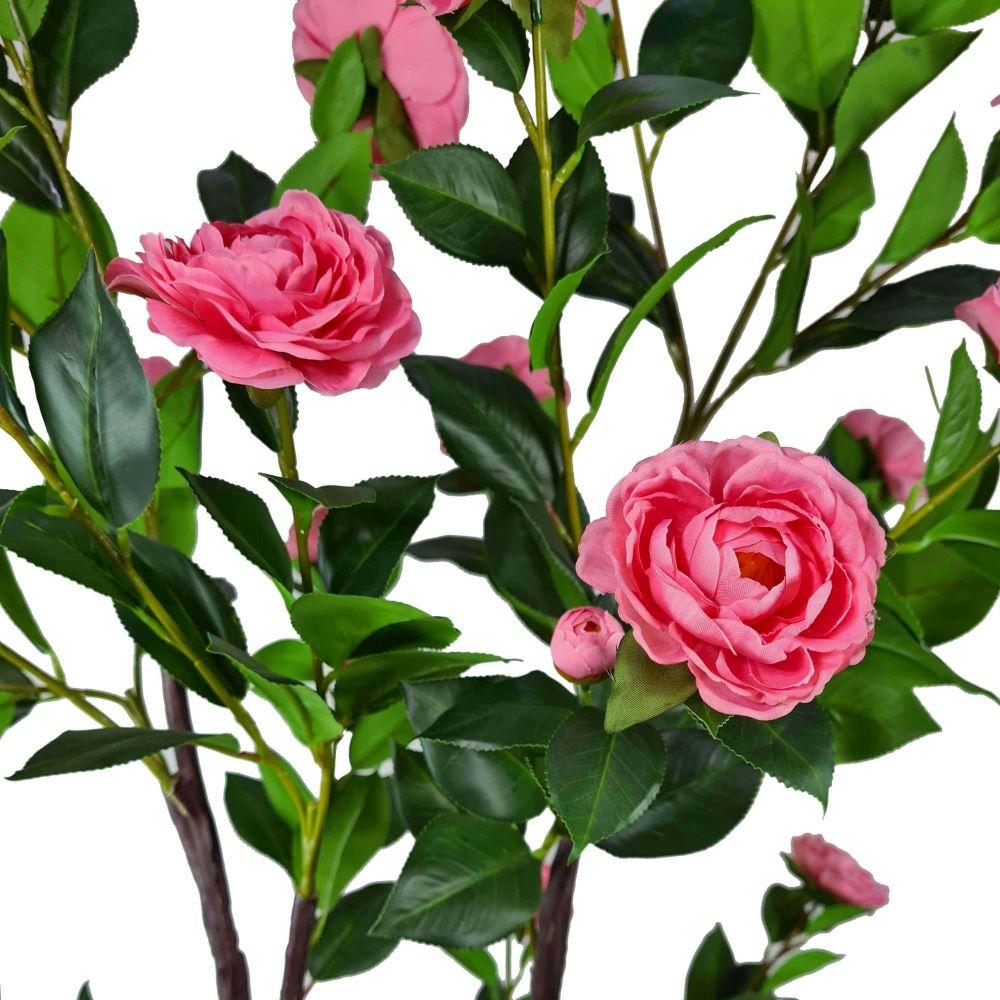 Arbre camélia artificiel rose naturel à floraison 180 cm